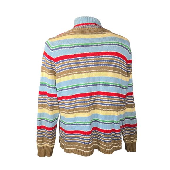 Villager Woman Liz Claborne XL 2 Striped ZIp Sweater Colorful Retro Cardigan - Picture 5 of 11